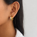 Luxe Fusion Hoops, gold and silver PVD earrings by Febae