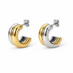 Luxe Fusion Hoops, gold and silver PVD earrings by Febae – view 2