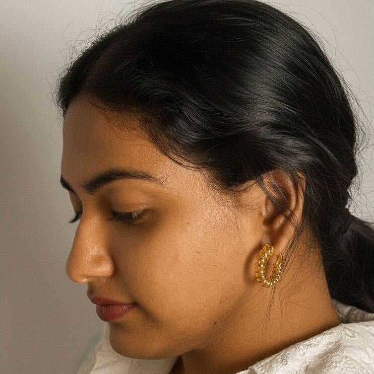 Golden Spiral Orbit Earrings in 18K PVD gold by Febae – view 3