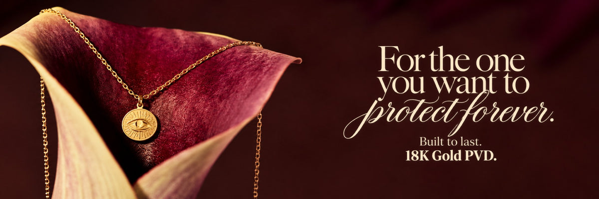 For the one you want to protect forever. Febae Eye Pendant Necklace in 18K PVD gold