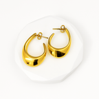 Golden Crescent Hoop Earrings in 18K PVD gold by Febae – view 4