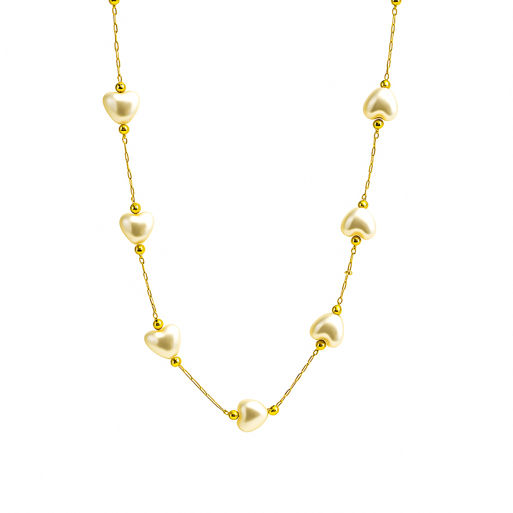 Heartstrings Pearl Necklace in 18K PVD gold by Febae