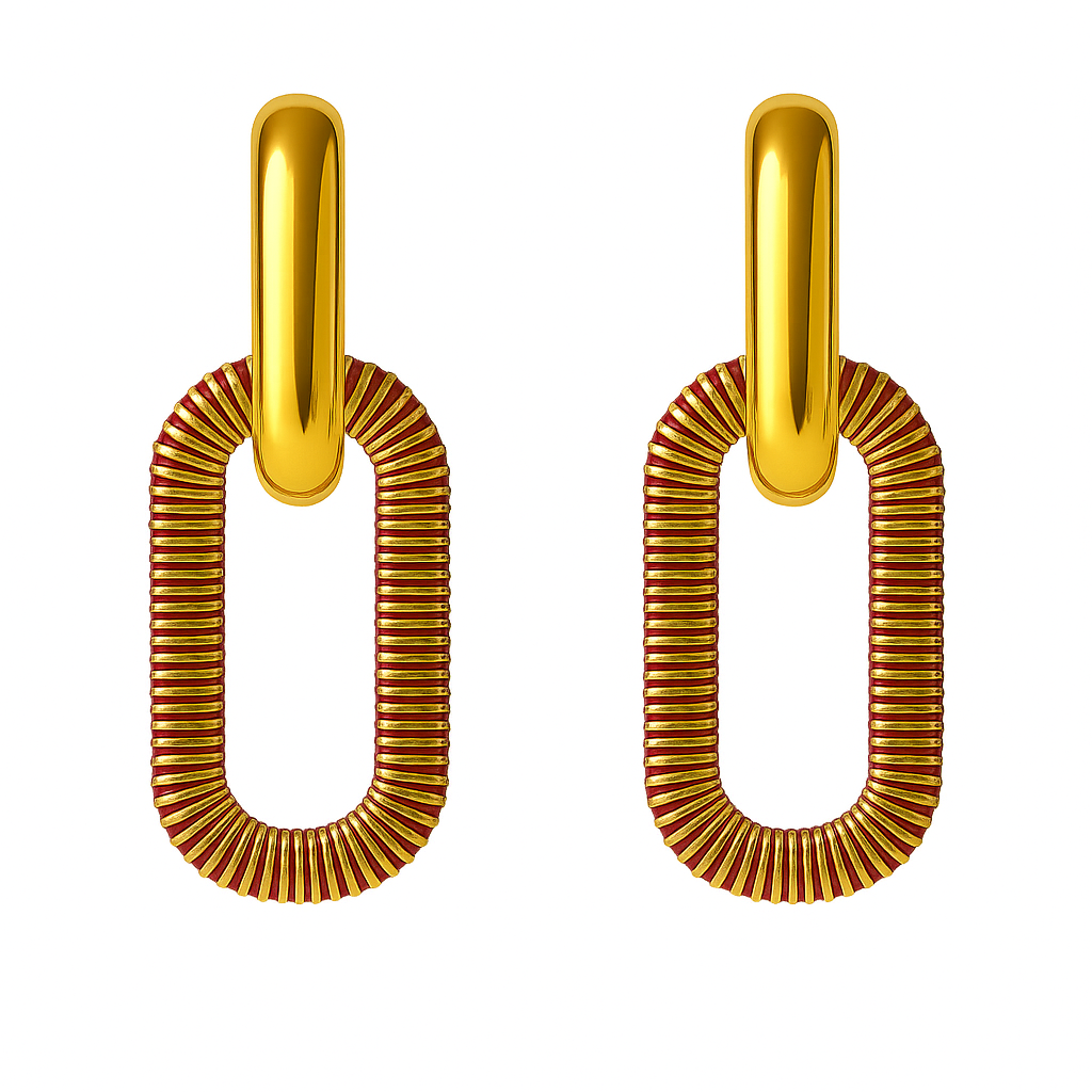 Scarlet Orbit Link Earrings in 18K PVD gold by Febae – view 2