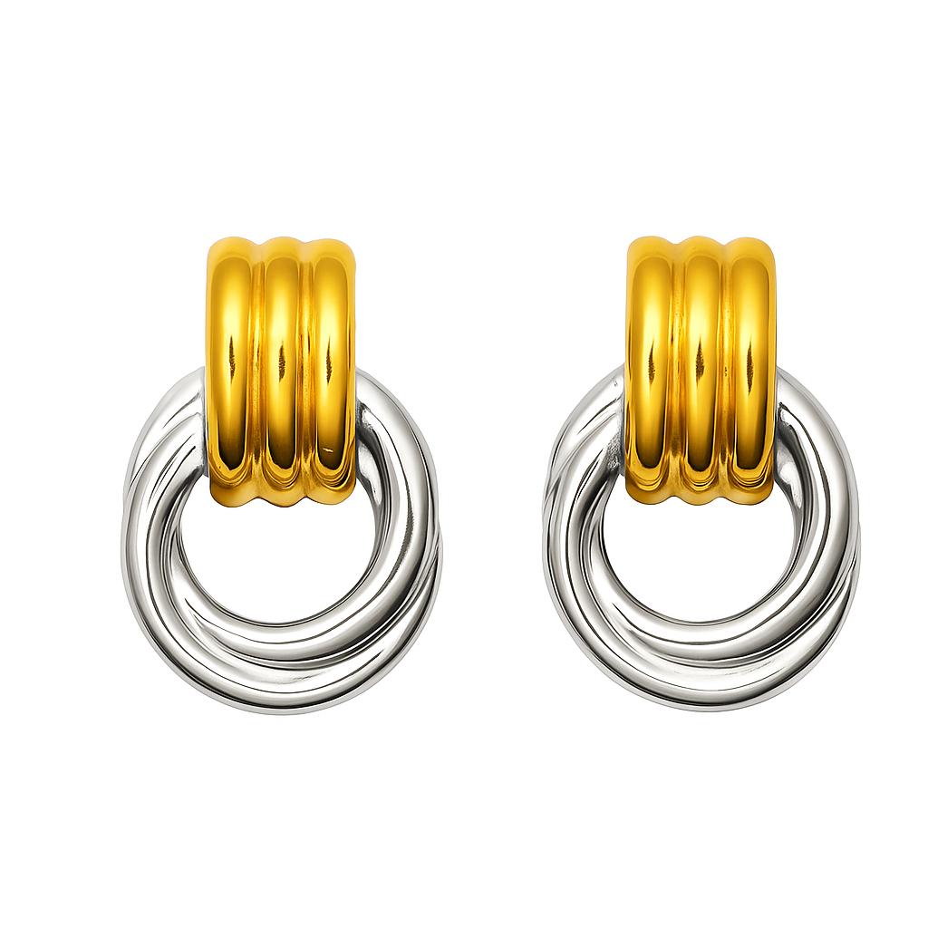 Golden and Silver Loop Earrings