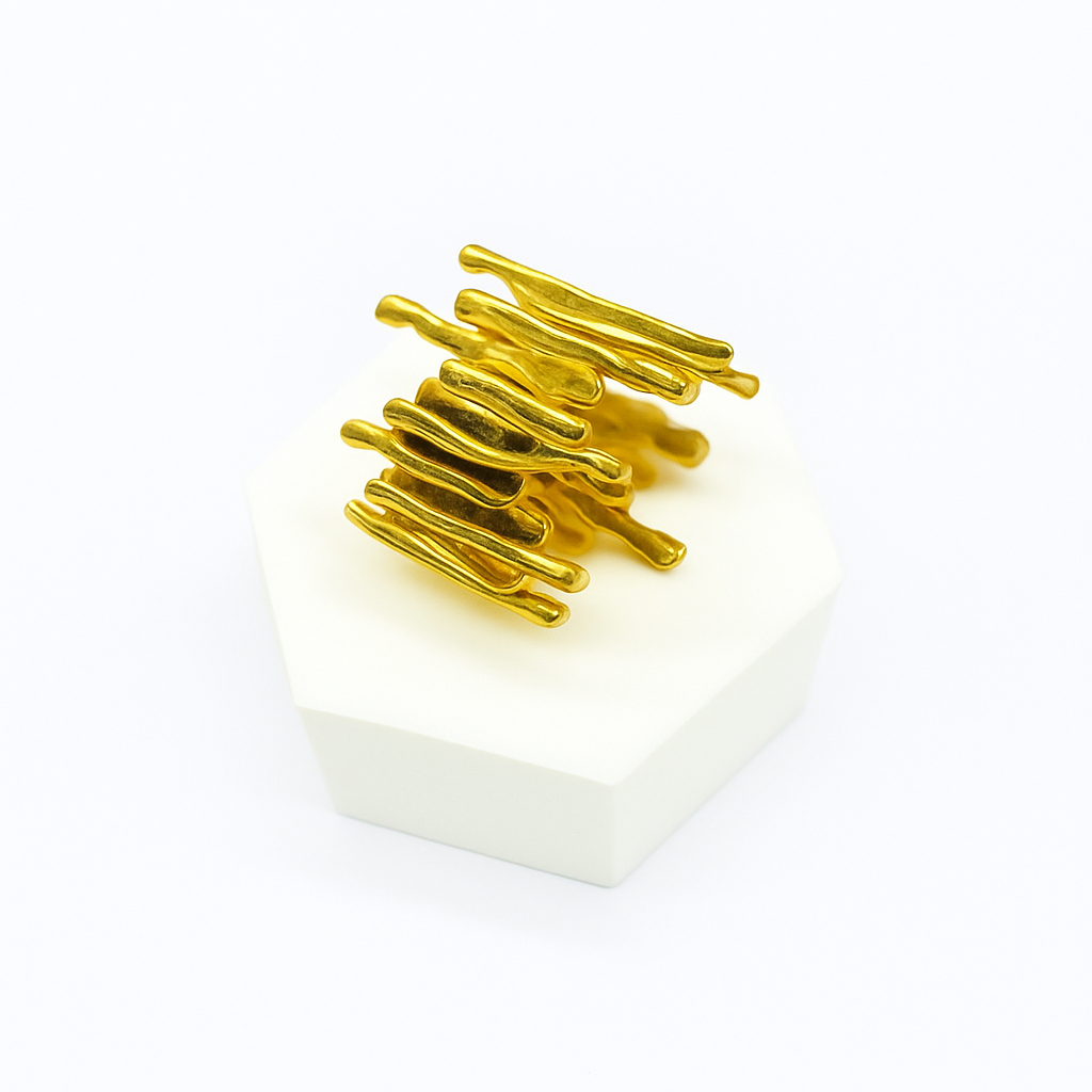 Molten Drape Ring in 18K PVD gold by Febae – view 3