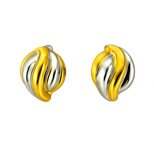 Dual Wave Huggie Earrings in gold and silver PVD by Febae