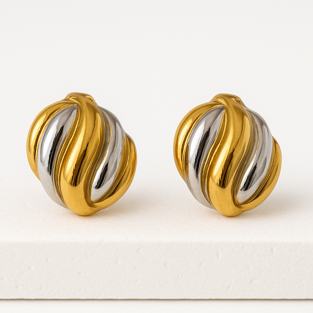 Dual Wave Huggie Earrings