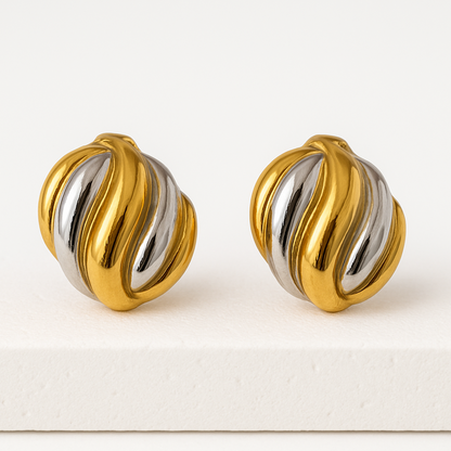 Dual Wave Huggie Earrings